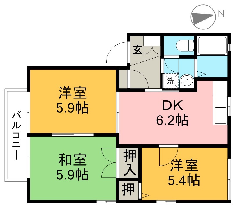 エスポワール　Ｅ棟 202号室 間取り