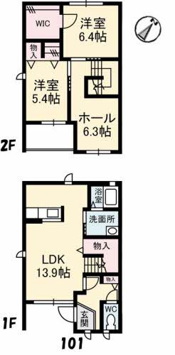 濵田邸貸家　Ａ 101号室 間取り