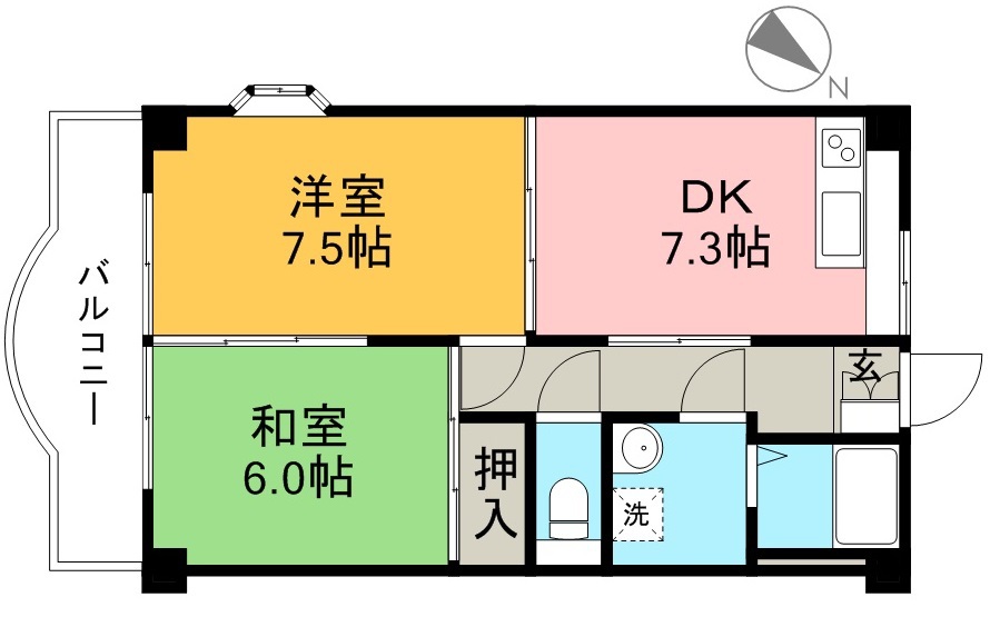 ハイツ　ハピィバリーⅡ　Ｃ棟 410号室 間取り