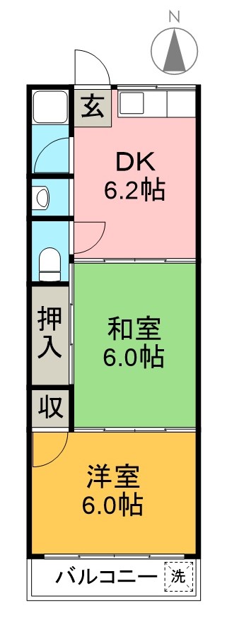 竹城マンション 303号室 間取り