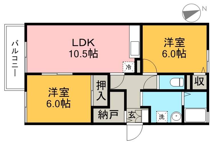 セジュール妙見　Ｂ棟 101号室 間取り