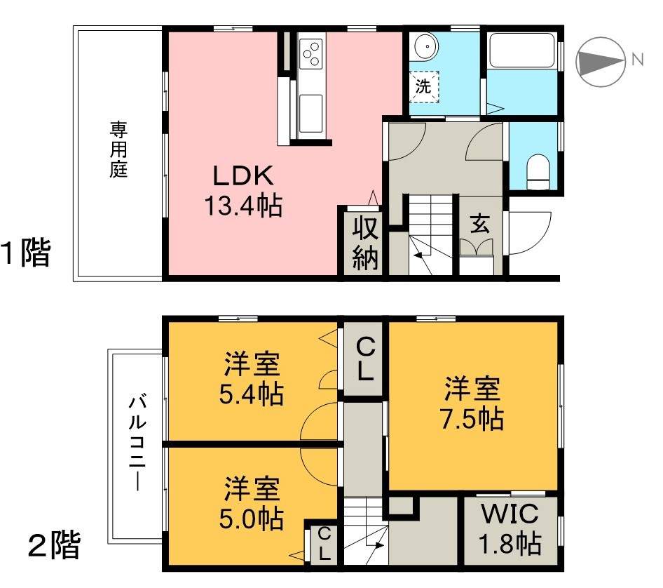 ファルカスⅡ　Ｂ棟 102号室 間取り