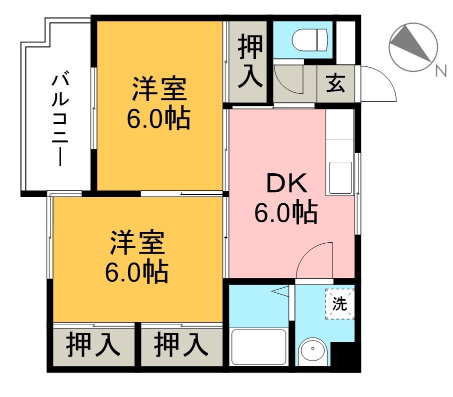 美和ハイツⅡ 402号室 間取り