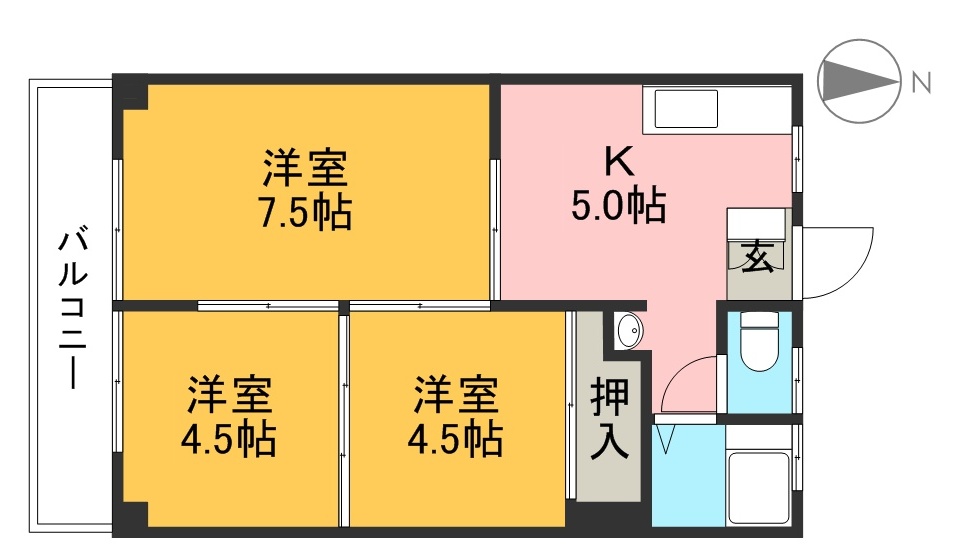 アビタシオン長野 3C号室 間取り