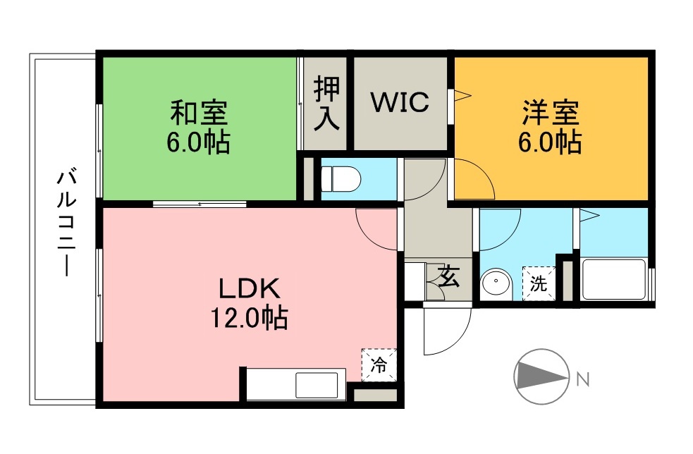 ヴィレッジ札場　Ａ棟 202号室 間取り