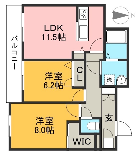 シャーメゾン初月Ⅱ　Ｂ棟 107号室 間取り