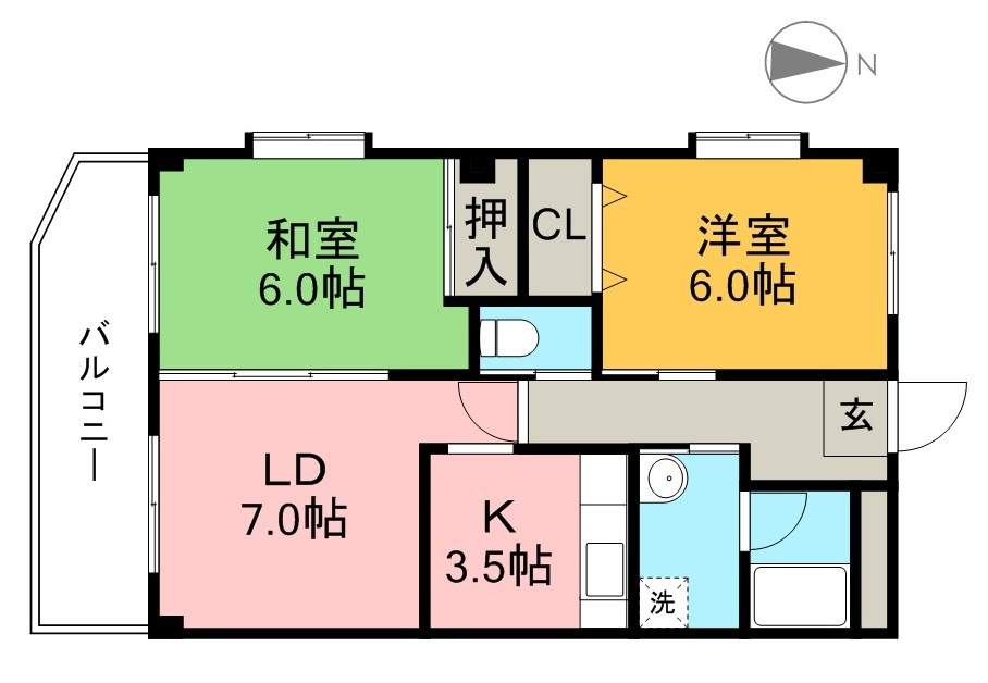 リブアミティ 202号室 間取り