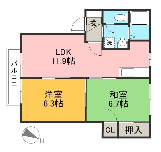 ハイツ長畠 102号室 間取り