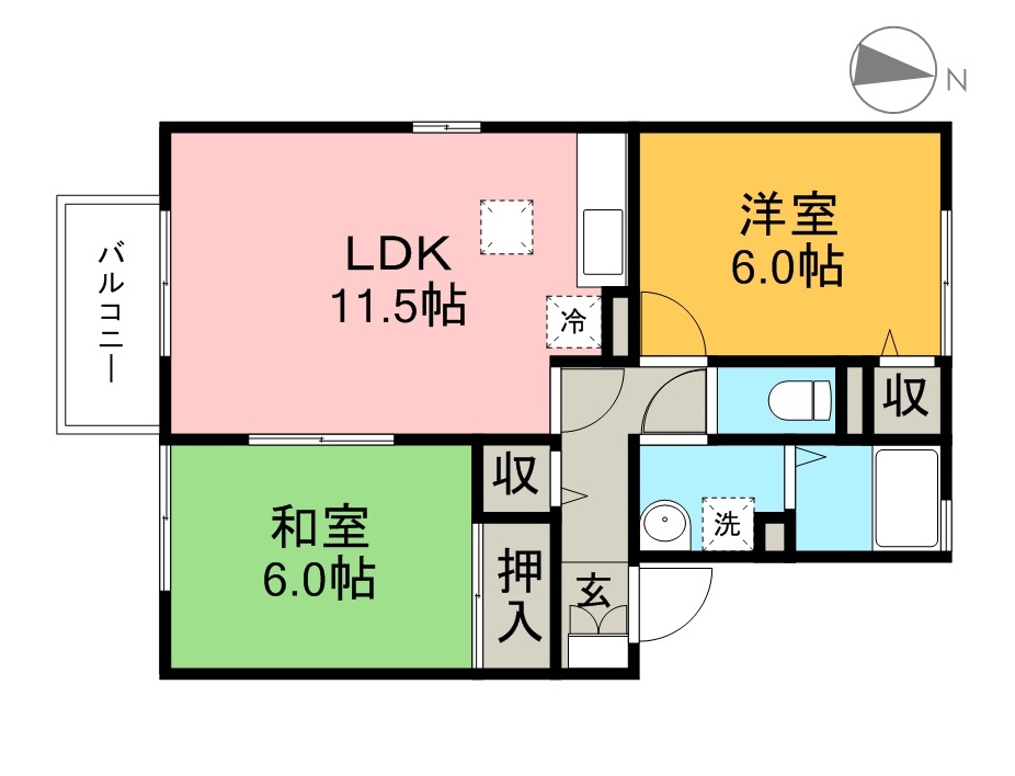 ルミエールⅠ（南国市緑ヶ丘） 202号室 間取り