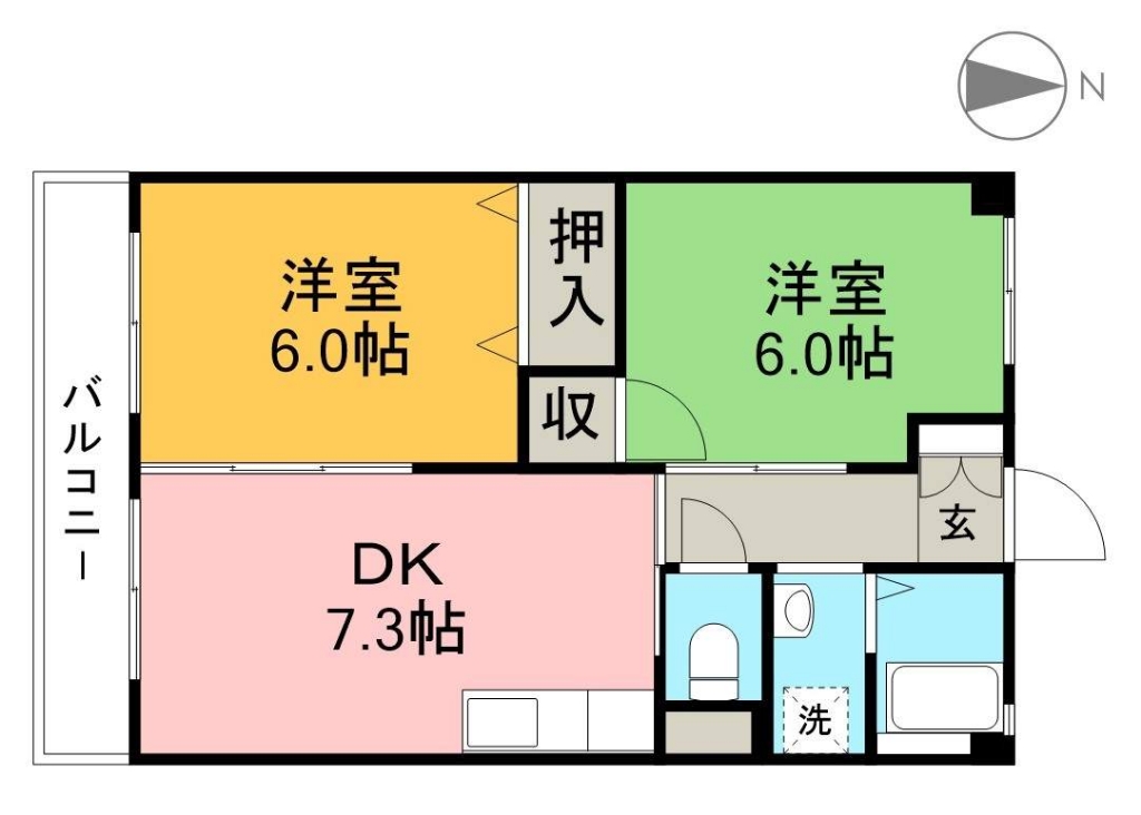 木の丸グリーンハイツ 206号室 間取り