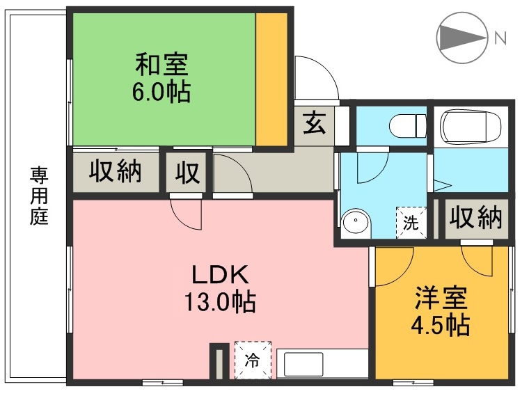 フジパレス高知　Ｄ棟 101号室 間取り