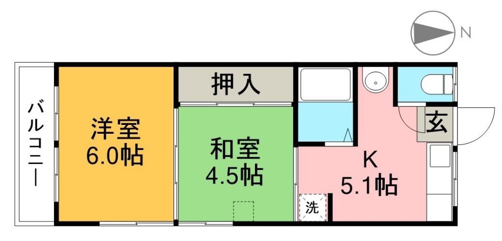 加志崎ハイツ　南棟 306号室 間取り