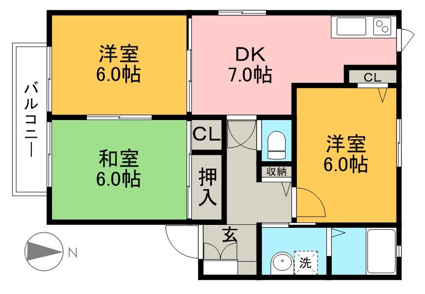 ハイツフォーシーズン　Ａ棟 201号室 間取り