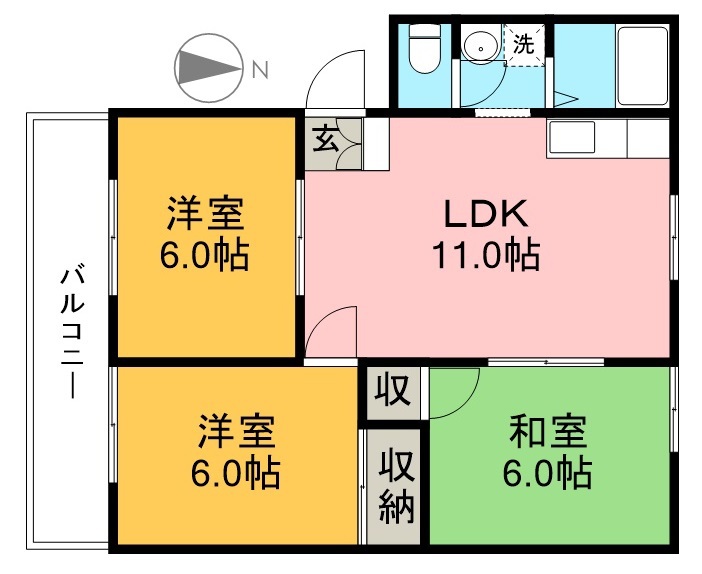 ハイツアネックス　Ｅ棟 201号室 間取り