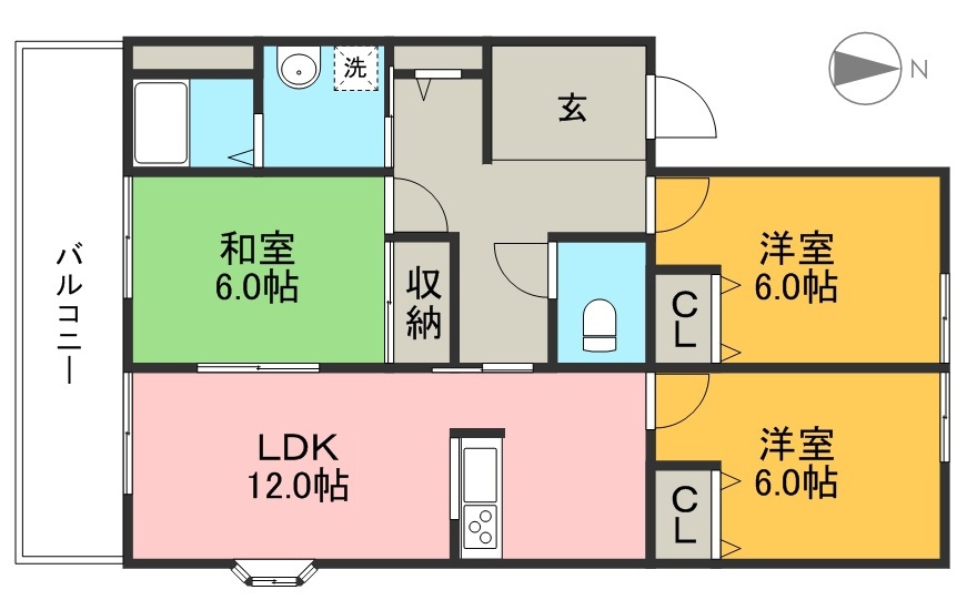 ベルセゾン 101号室 間取り