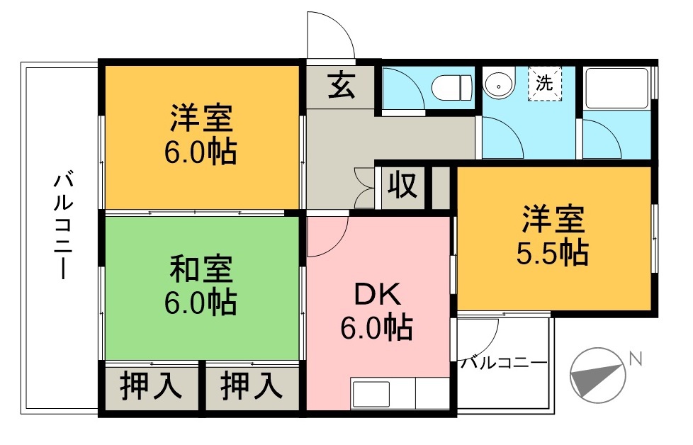 サンコート楠瀬 303号室 間取り