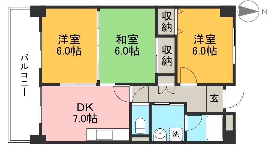 山崎ハイツ 602号室 間取り