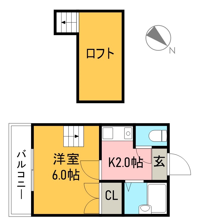 ホワイトパレス 204号室 間取り