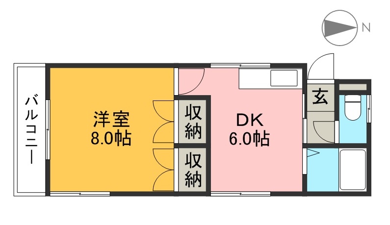 ハピィハイツ百石 102号室 間取り