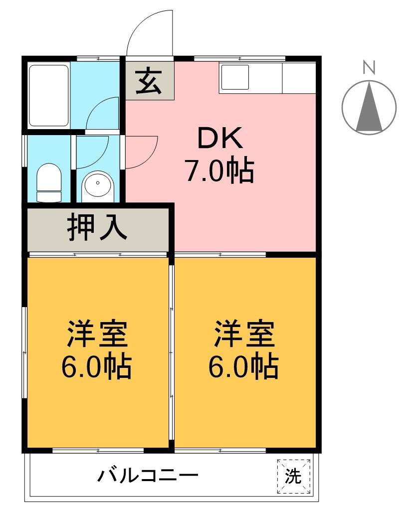 ハイツアサイ 102号室 間取り