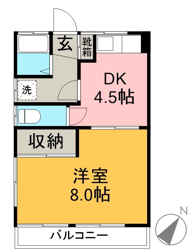 第２明崎アパート 2階西号室 間取り