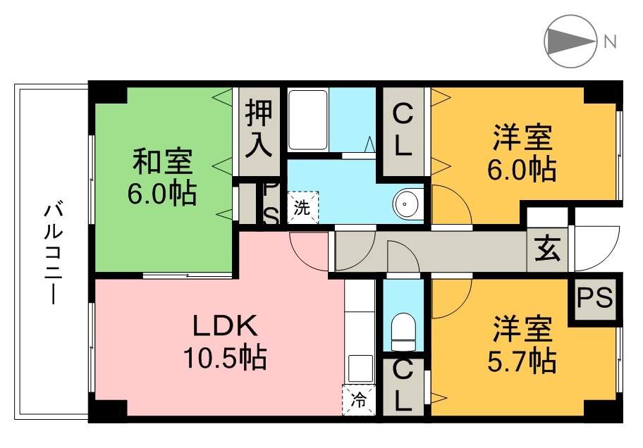 アメニティＹｕｉ 401号室 間取り