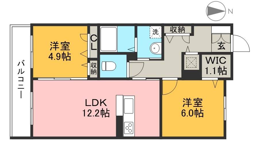 ベレオ一ツ橋 102号室 間取り