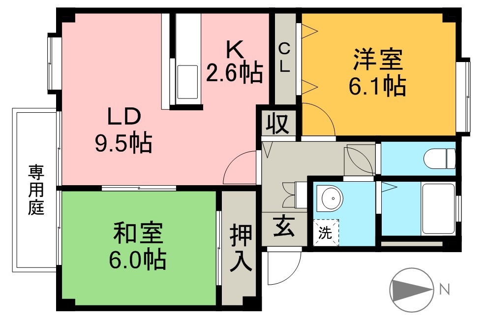 フォブール深田 102号室 間取り