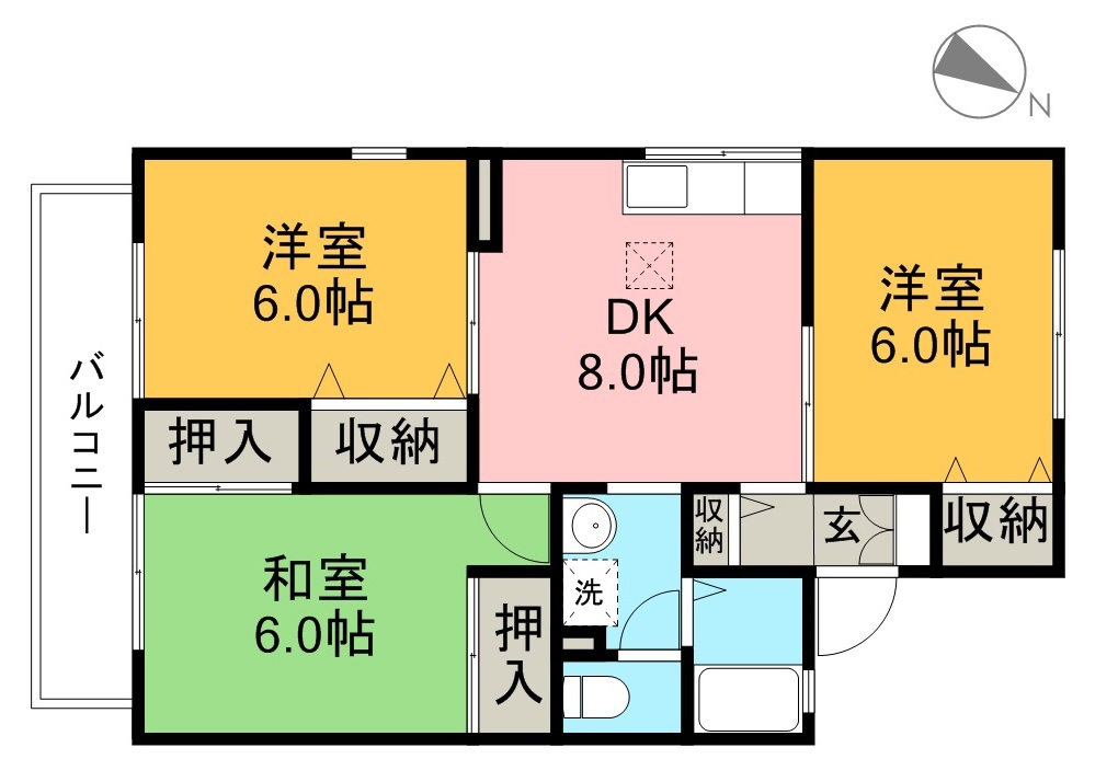 パークサイドアサヒ　Ｂ棟 101号室 間取り