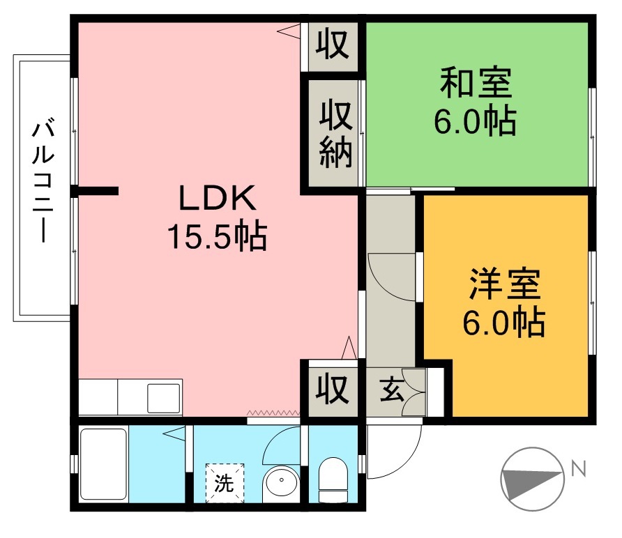 イチゴハイツⅠ　Ｂ棟 間取り図