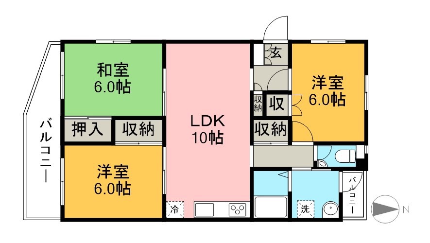 ハイツかおる 303号室 間取り