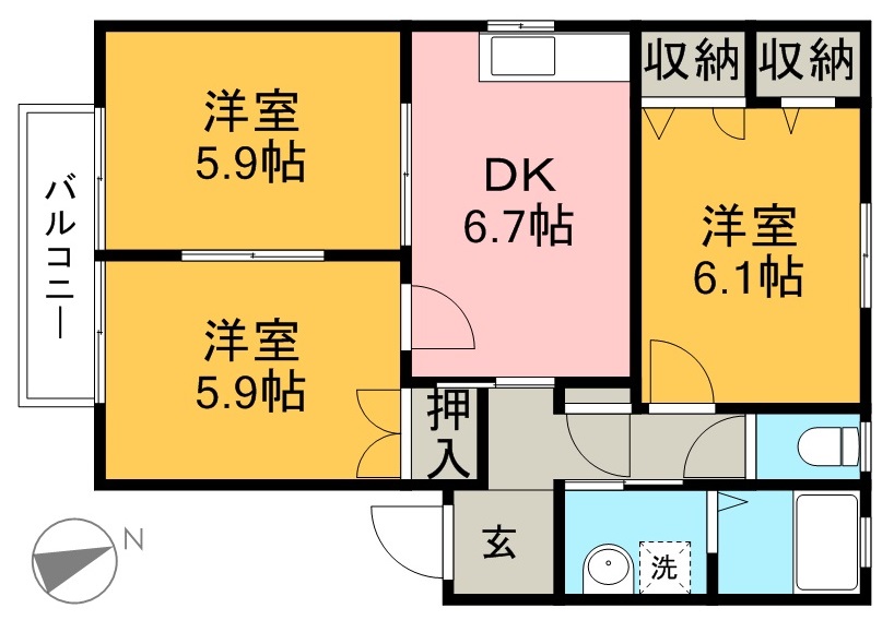 フォーレスアグリ　Ａ棟 201号室 間取り