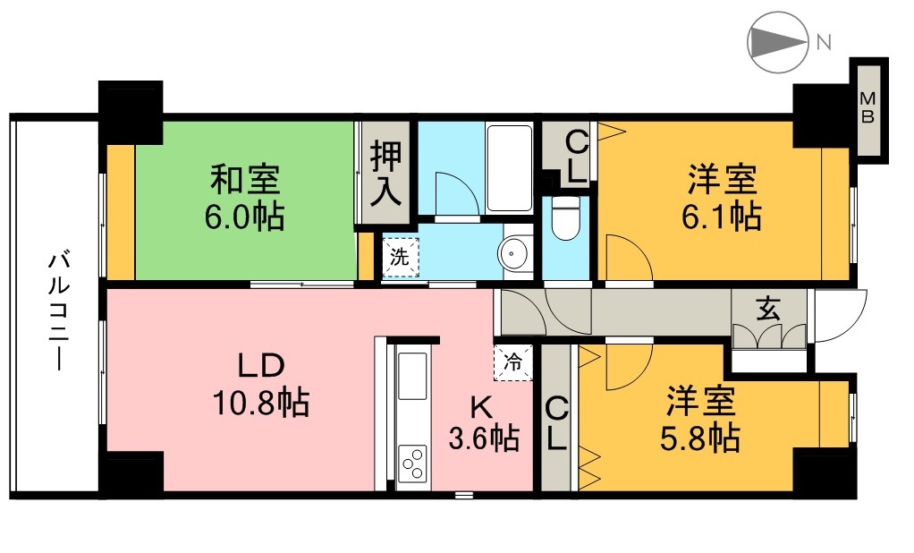 アプリア桟橋 304号室 間取り