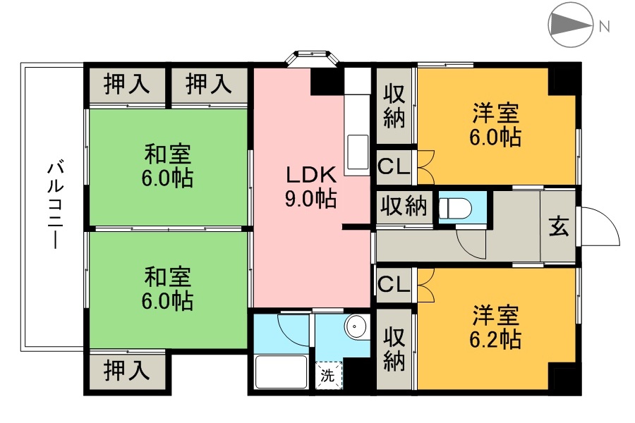 サンハイツ小松 301号室 間取り