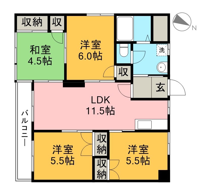 美和ハイツⅢ 305号室 間取り