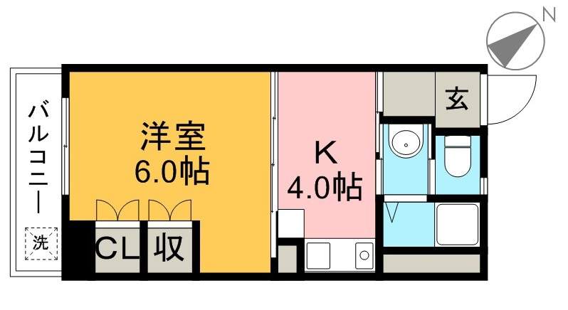 コスモハイツ高須２Ｂ 間取り図