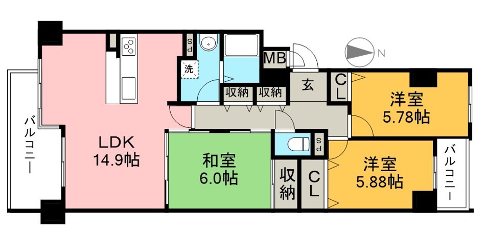 シーアイマンション高知升形 402号室 間取り