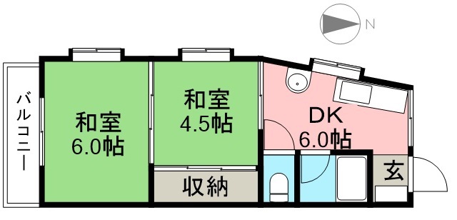 秦南町ハイツ 201号室 間取り