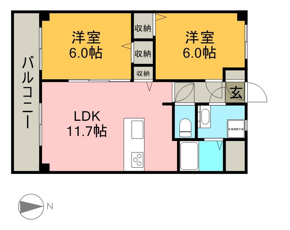 カサブランカ 1B号室 間取り