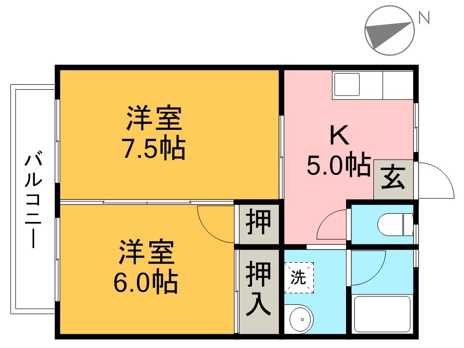 グリーンコーポⅢ 202号室 間取り