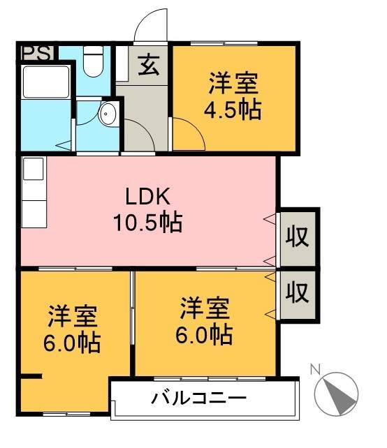 メイプル高須 C303号室 間取り