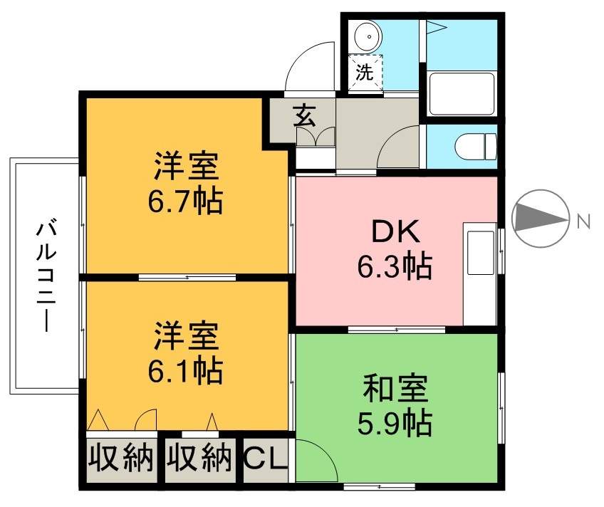 コーポ花美月　Ａ棟 202号室 間取り