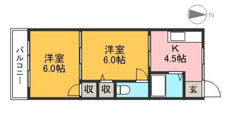 コーポ愛宕 E-1号室 間取り