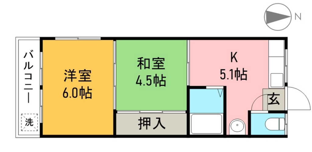 加志崎ハイツ　南棟 310号室 間取り