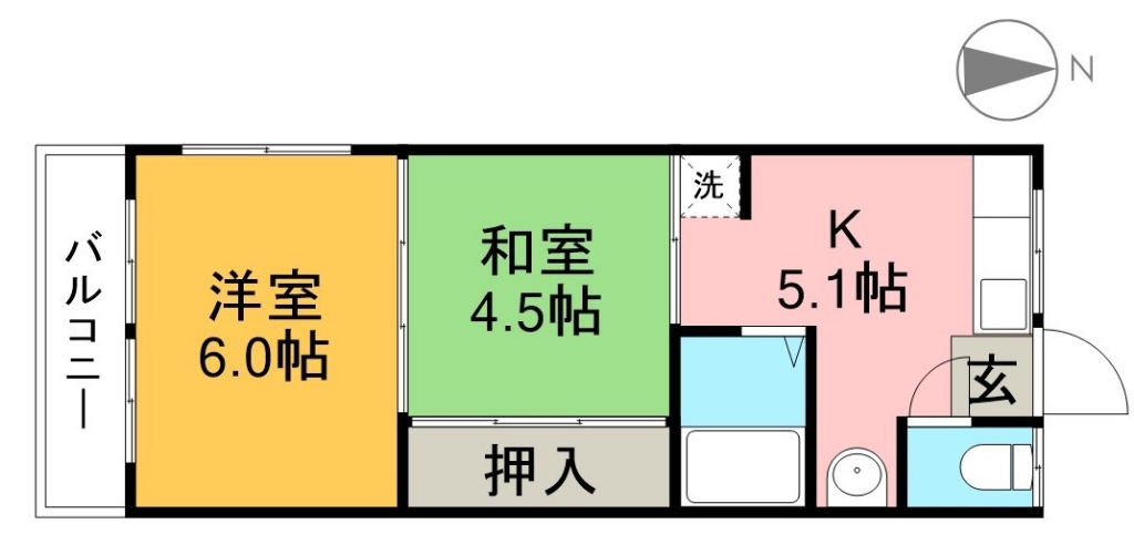 加志崎ハイツ　南棟 310号室 間取り