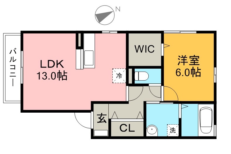 クレール 201号室 間取り