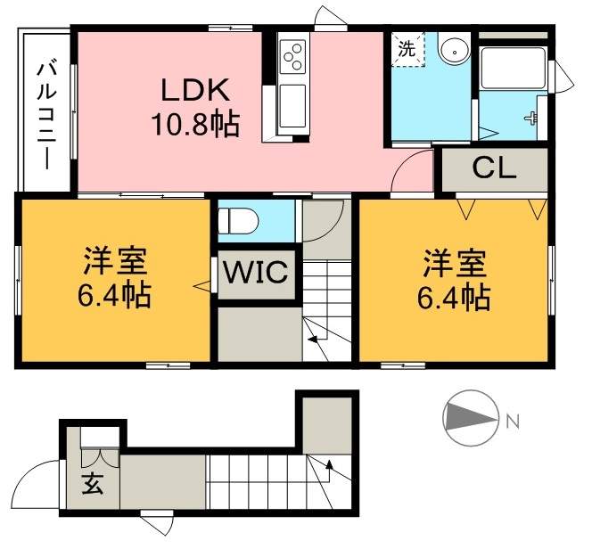 メゾンしなね　Ｂ棟 201号室 間取り