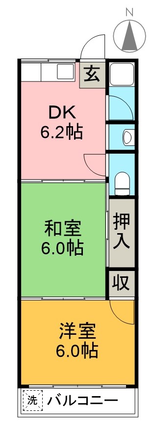 竹城マンション 302号室 間取り