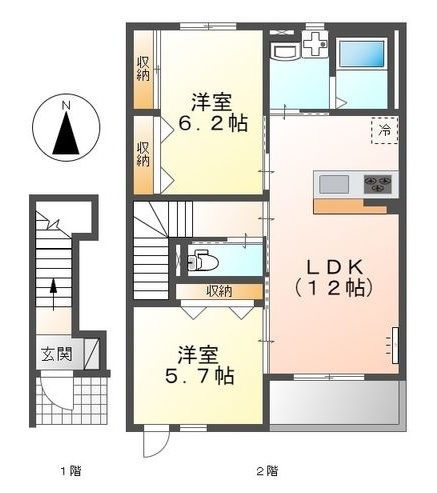 スカイハウス 202号室 間取り