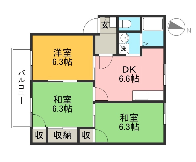 ファミリータウン西川　Ｄ棟 201号室 間取り